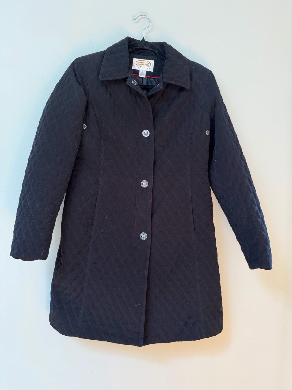Talbots Black Quilted Long Jacket